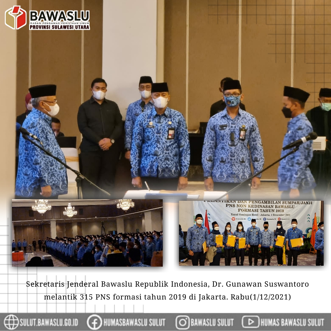 Sekjend Bawaslu RI Resmi Melantik PNS Formasi Tahun 2019