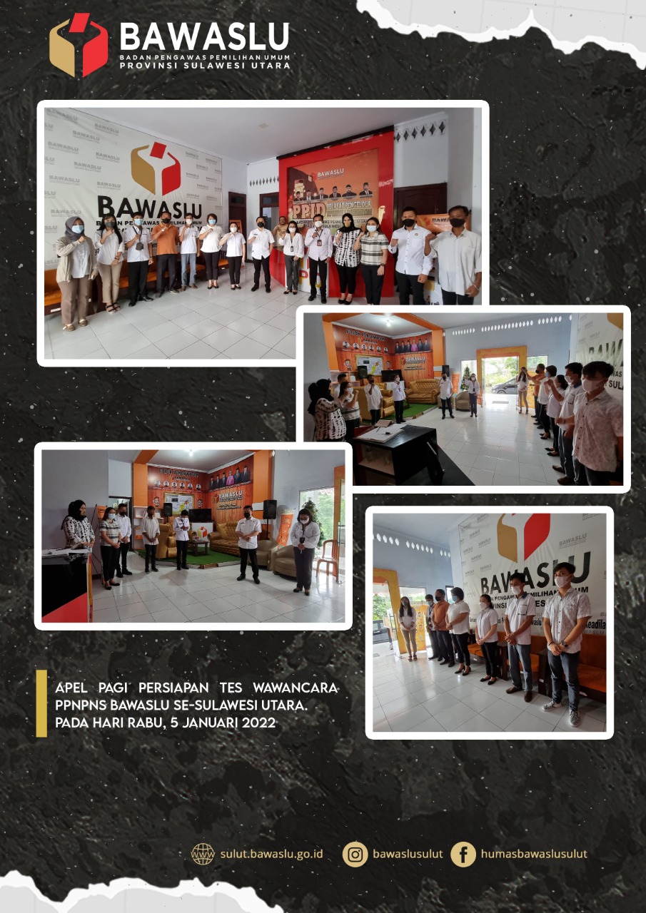 Bawaslu Sulut Apel Pagi Persiapan Tes Wawancara PPNPNS Bawaslu se-Sulawesi UtaraÂ 