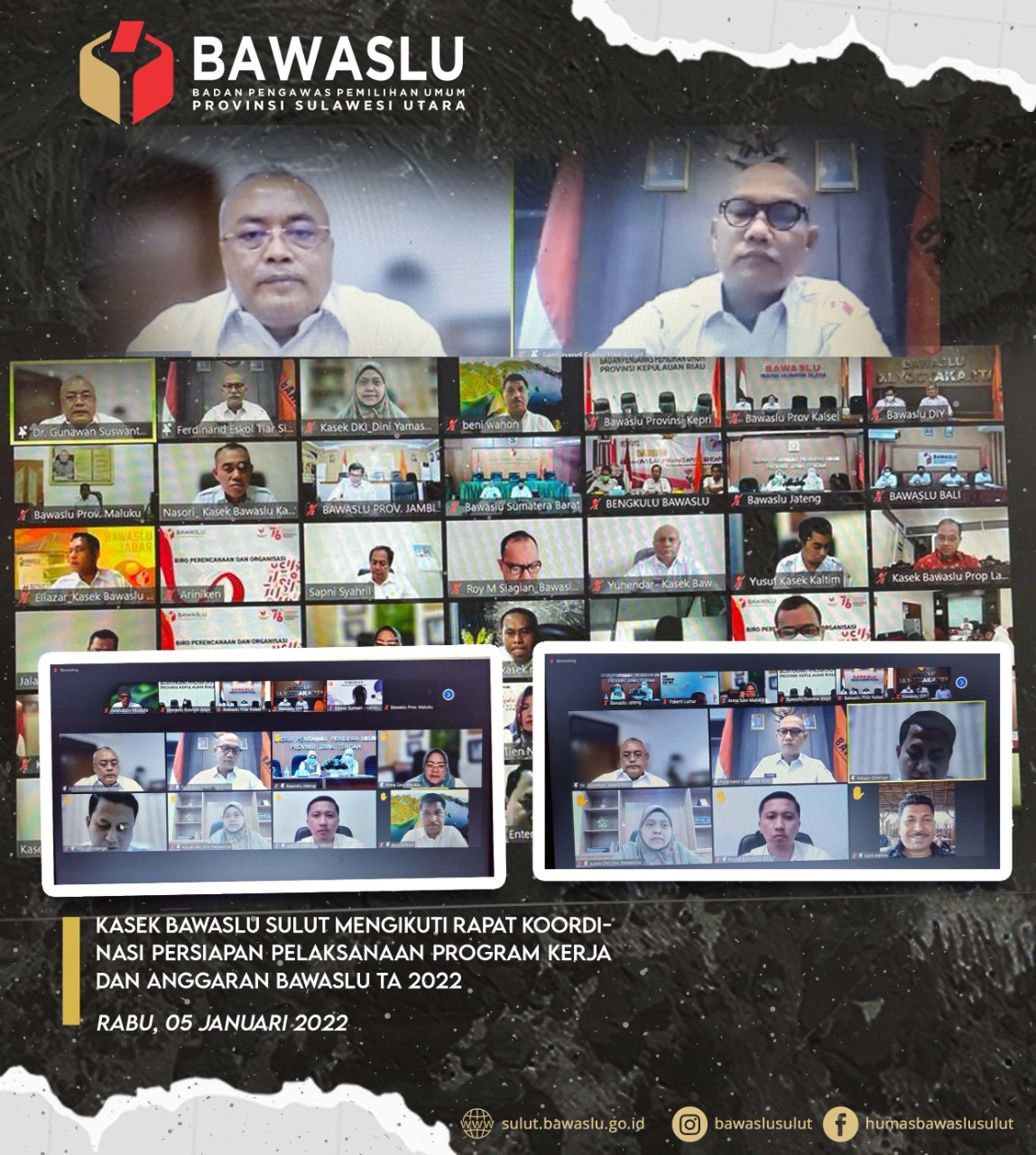 Kasek Bawaslu Sulut Mengikuti Rapat Daring Bersama Sekjend Bawaslu R.I Terkait Persiapan Pelaksanaan Program dan Penggunaan Anggaran Tahun 2022Â 