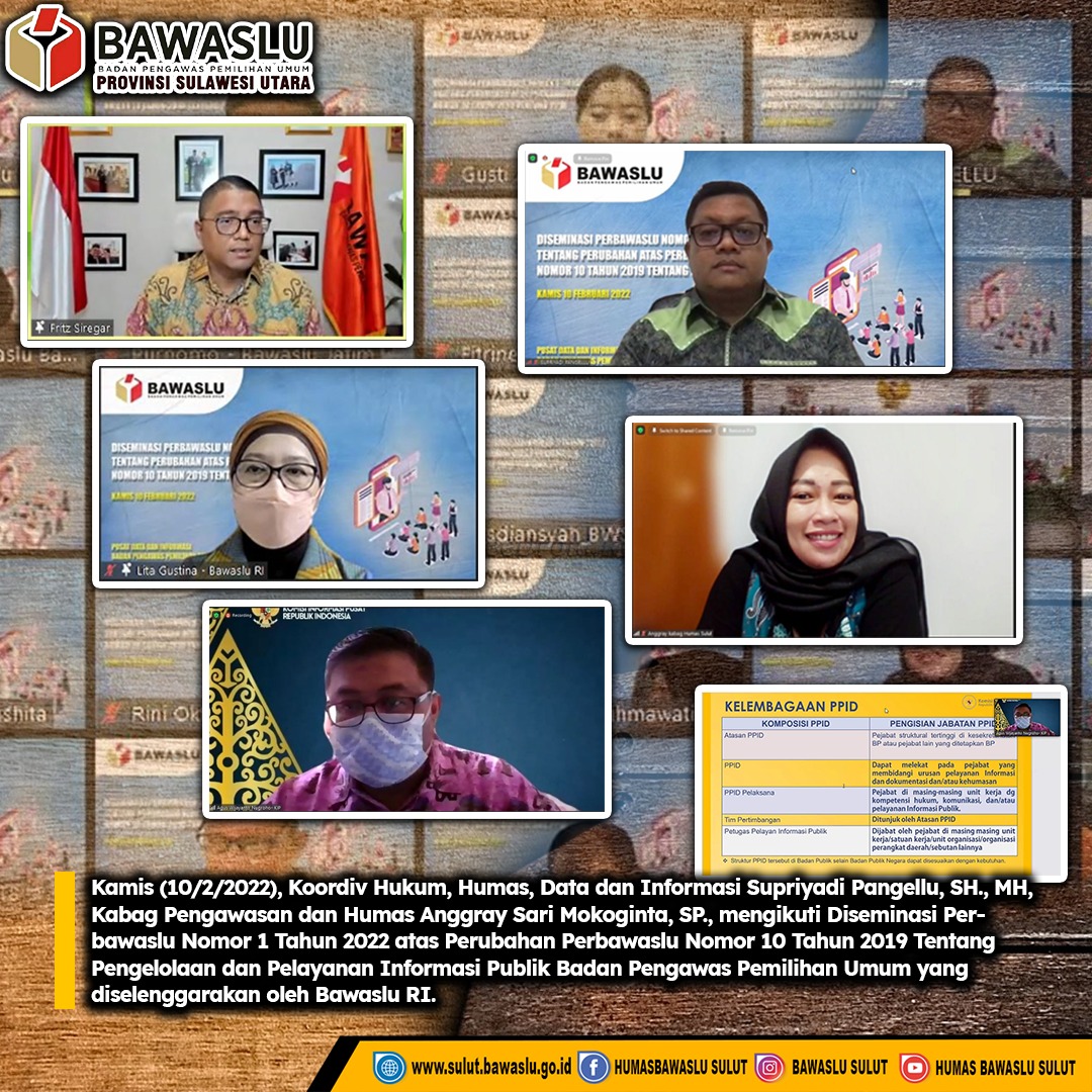 Bawaslu RI Gelar Diseminasi Peraturan Bawaslu Nomor 1 Tahun 2022