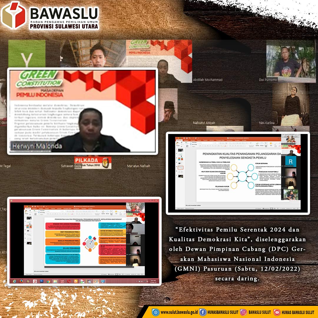 Efektivitas Pemilu Serentak 2024 dan Kualitas Demokrasi Kita. Dr. Herwyn Malonda: Masyarakat Harus Berpartisipasi Aktif Mengawal Jalannya Tahapan Pemilu dan Pemilihan tahun 2024