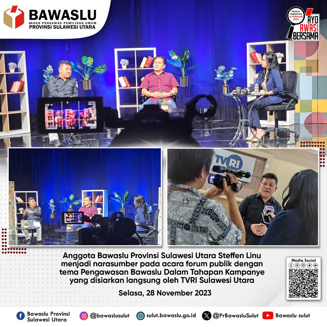 Hadir Sebagai Narasumber Forum Publik, Steffen Linu Paparkan Langkah Bawaslu Hadapi Tahapan Kampanye Pemilu