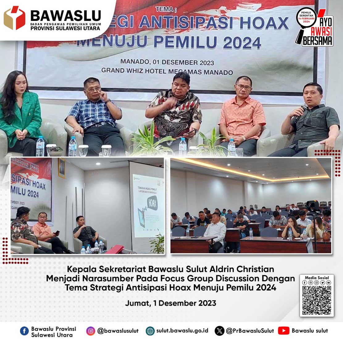 Dalam FGD Strategi Antisipasi Hoax Menuju Pemilu 2024, Aldrin Paparkan Langkah Pencegahan Bawaslu