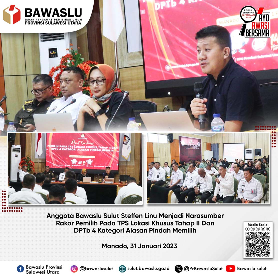 Dalam Rakor Pemilih di TPS Khusus, Steffen: Tugas Bawaslu Pastikan Proses Pemilih di TPS Loksus Sesuai Prosedur