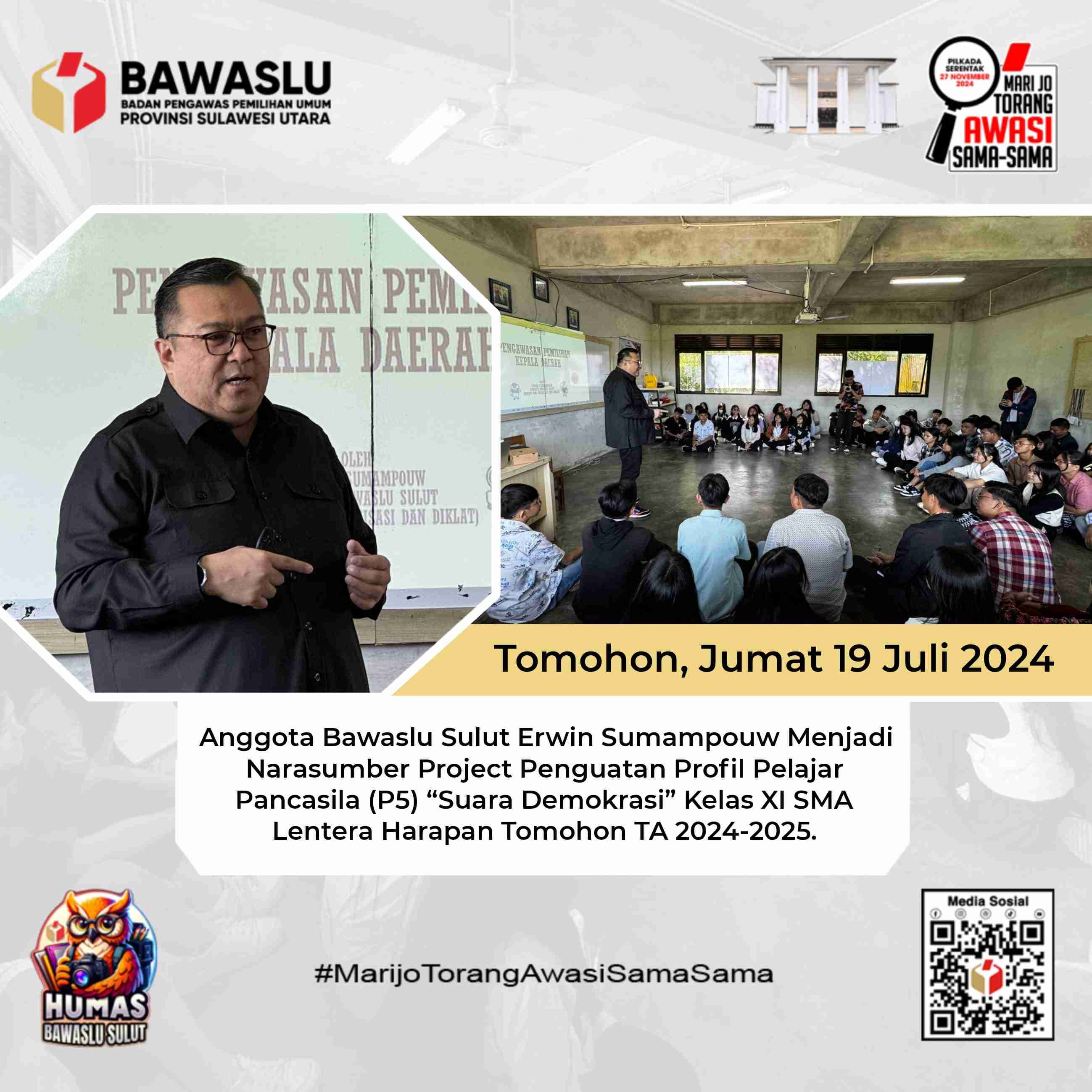 Jadi Narasumber  Acara Penguatan Profil Pelajar Pancasila, Sumampouw: Kesadaran Demokrasi Memang Harus Di Pupuk Sejak Muda 