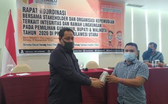 Divisi SDM dan Organisasi Bawaslu Provinsi Sulawesi Utara gelar Rapat Koordinasi Bersama Stakeholder dan Organisasi Kepemiluan Terkait Integritas dan Ramah Lingkungan Pada Pemilihan Gubernur, Bupati, dan Walikota Tahun 2020