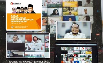 Bawaslu Sulut Mengikuti Rapat Konsolidasi Program Kegiatan Pengawasan Tahun 2022 Bersama Bawaslu R.IÂ 