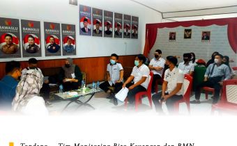 Tim Monitoring Biro Keuangan dan BMN Bawaslu RI mengunjungi Sekretariat Bawaslu Kabupaten Minahasa di Tondano, Kabupaten Minahasa