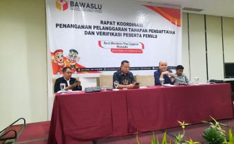 Bawaslu Provinsi Sulawesi Utara melaksanakan kegiata Rapat Koordinasi Penanganan Pelanggaran Tahapan Pendaftaran dan Verifikasi Peserta Pemilu Tahun 2024.