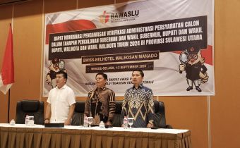 Bawaslu Sulut Gelar Rakor Pengawasan Verifikasi Administrasi Pencalonan Pilkada Serentak 2024