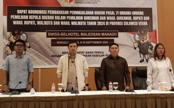 Bawaslu Sulut Gelar Rakor Pembahasan Permasalahan Hukum Pasal 71 UU Pilkada